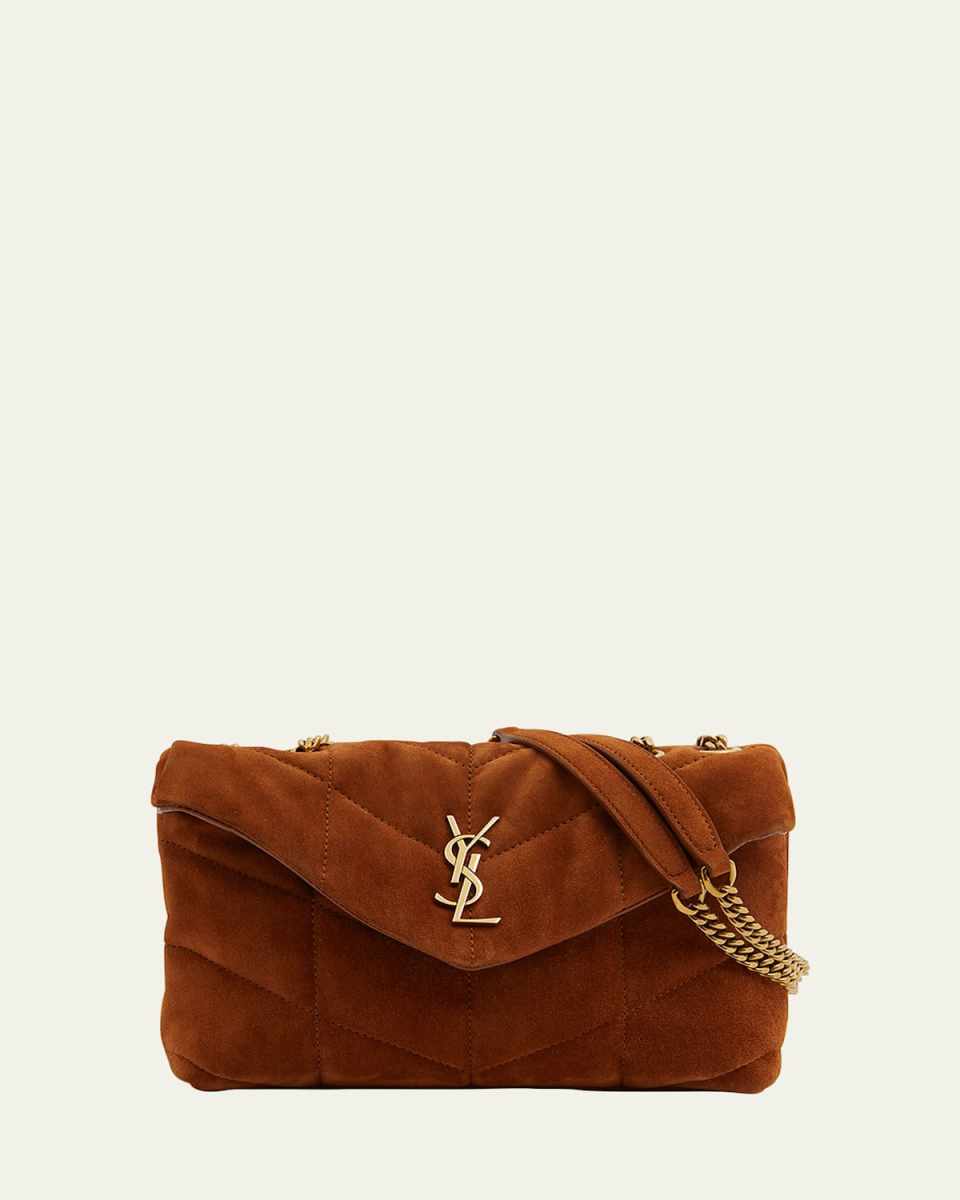 Lou Puffer Toy YSL Crossbody Bag in Quilted Suede